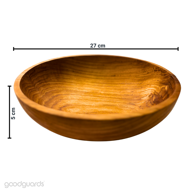 Salatschüssel groß 25 x 7cm Handmade aus massivem Teak Wurzel-Holz nachhaltig Woodenthinxx