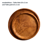 2er-Set Teak Wurzel-Holz Teller groß 25 cm  massiv Handmade nachhaltig Woodenthinxx
