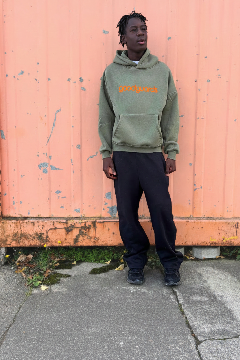 Goodhood Oversized Hoodie olive-orange unisex Kapuzenpullover