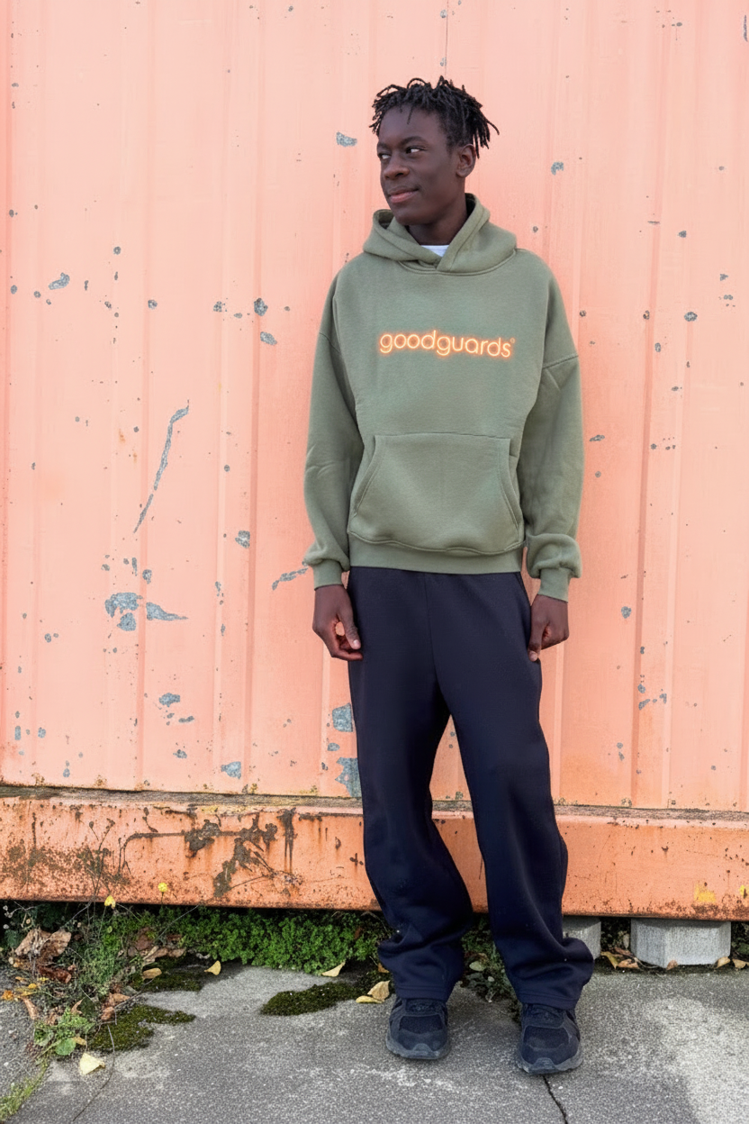 Goodhood Oversized Hoodie olive-orange unisex Kapuzenpullover