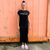 Gooddress Viscose Extended Shoulder Maxi Kleid black