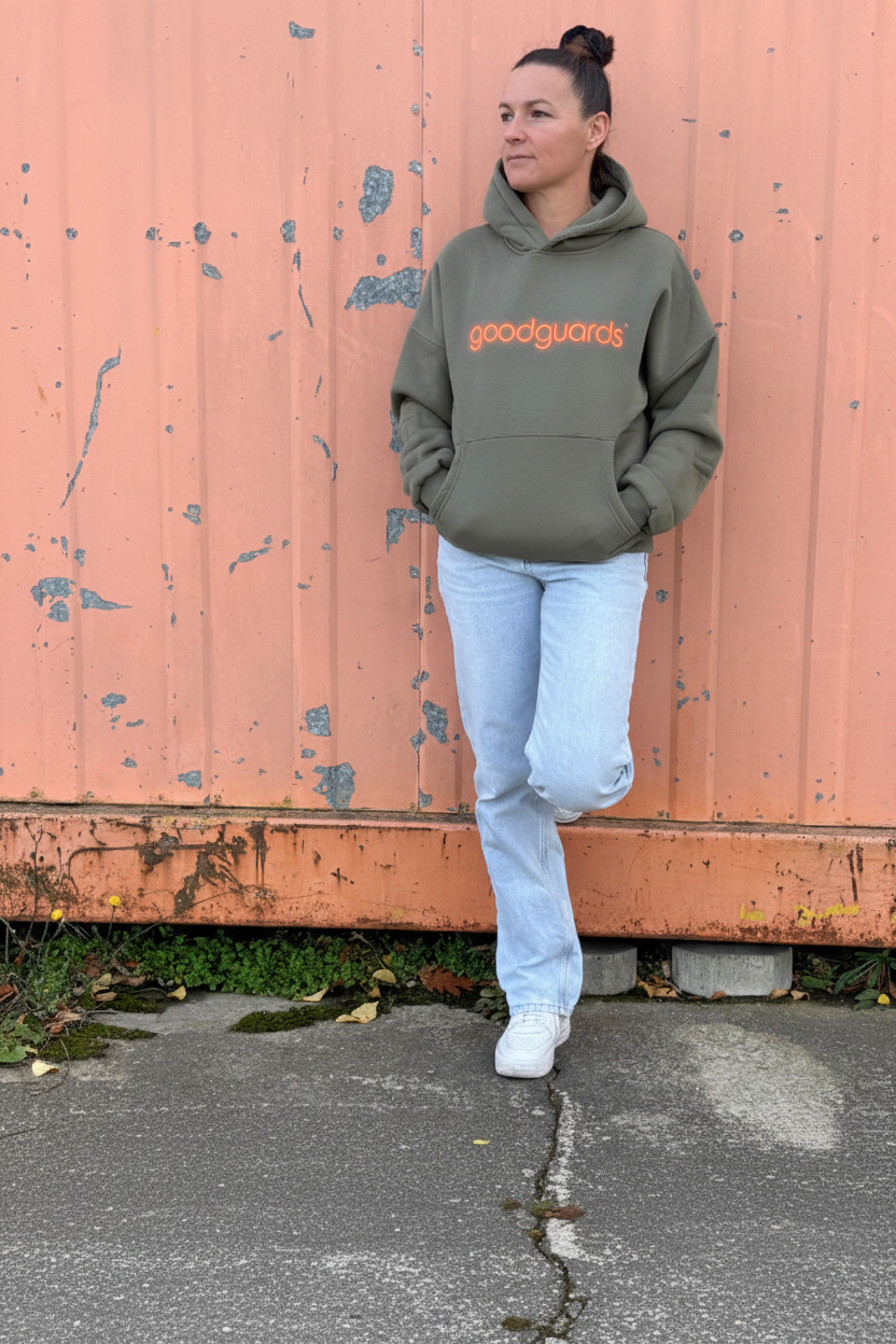 Goodhood Oversized Hoodie olive-orange unisex Kapuzenpullover