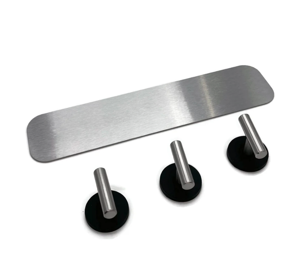 STYYL - 3er Garderobenleiste aus Edelstahl-Magnettafel und 3 Stück Magnethaken