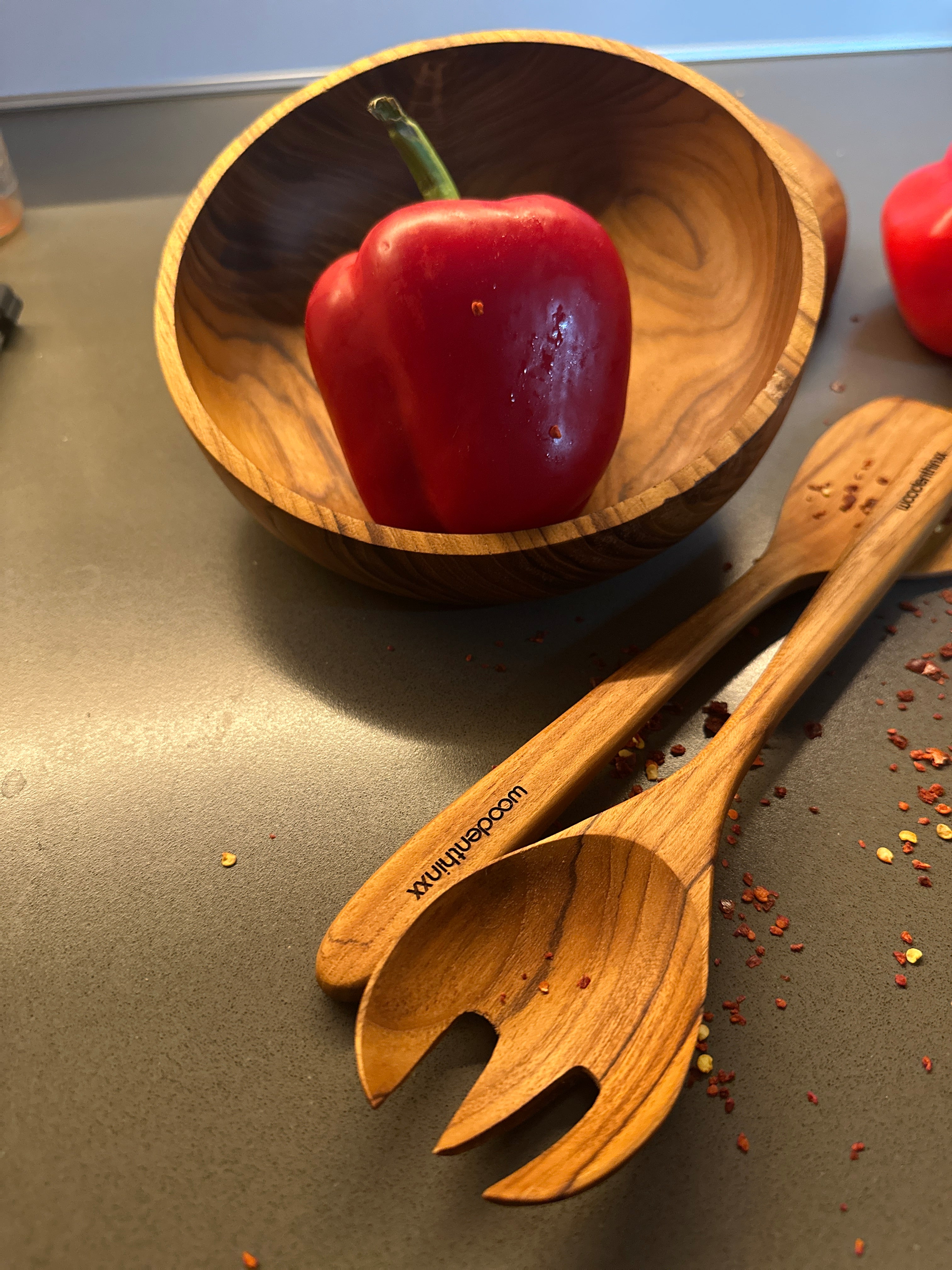 2er-Set Teak Wurzel-Holz Schüsseln 20cm Handmade massiv nachhaltig Woodenthinxx